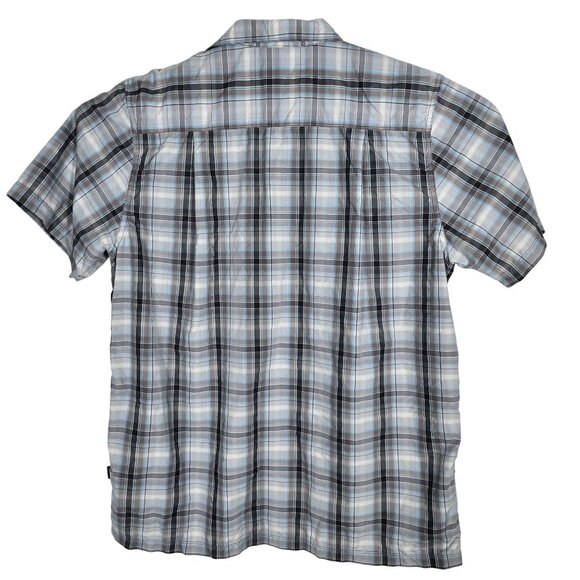 The North Face Short Sleeve Shirt Button Up Shirt Size Large Gray Blue Plaid - Picture 3 of 6